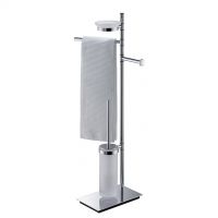 Colombo Floor-standing column with soap holder, toilet paper holder and toilet brush holder Square Item: B9903