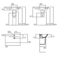 Ideal Standard Asymmetrical top ceramic basin Connect Space E132701