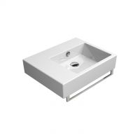 Gsi Single-hole basin, left-hand ceramic shelf, overflow hole, 60 x 47cm Kube 8939111