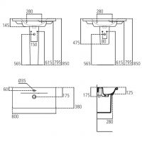 IDEAL STANDARD lavabo ceramica top 800 CONNECT SPACE E132901