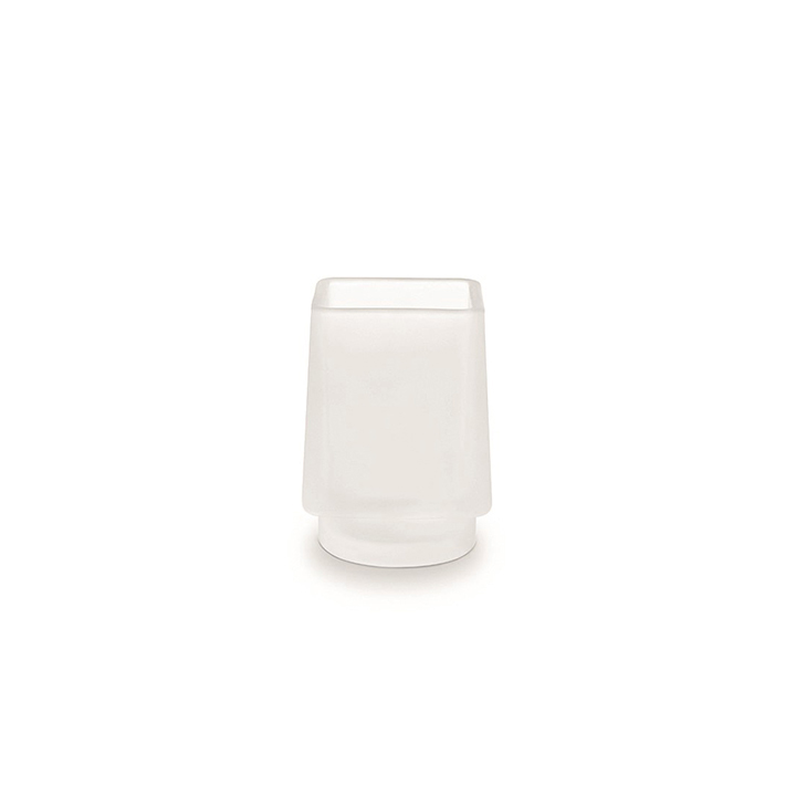 Portabicchiere A Parete Inda Lea – Cromato, Con Bicchiere In Vetro Satinato E Supporto In Ottone – 11x7x11 Cm – Per Bagno Elegante
