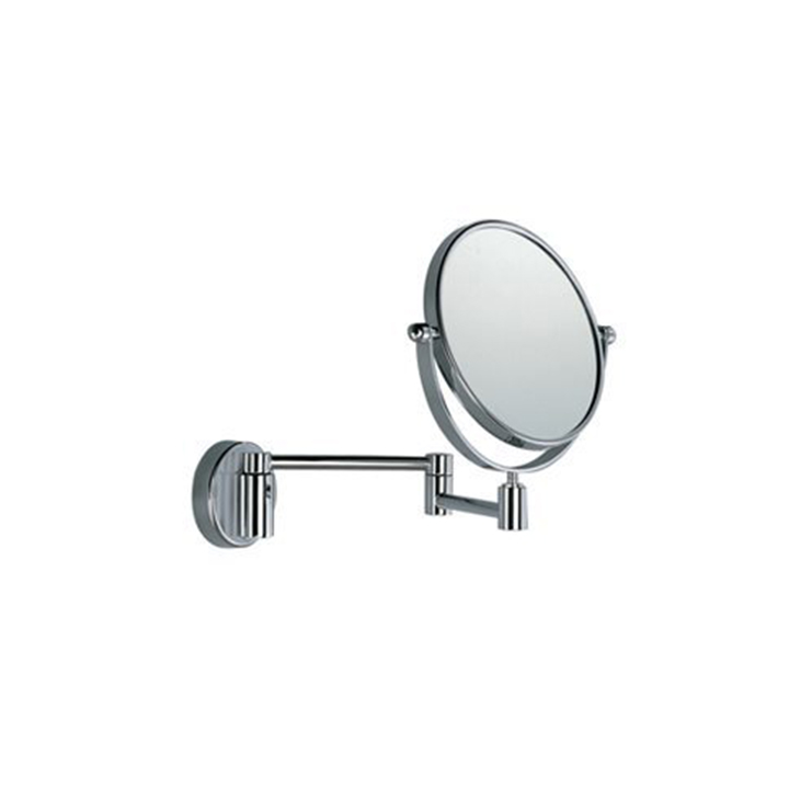 Doppio Specchio da Tavolo in metallo finitura Inox satinato con  ingranditore, d14.5 cm