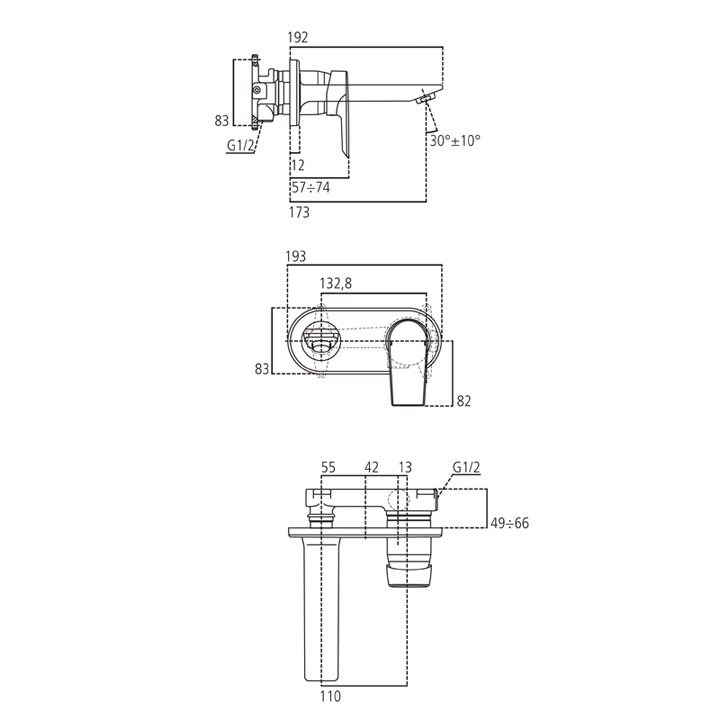 IDEAL STANDARD miscelatore lavabo a parete CERAMIX A6554AA