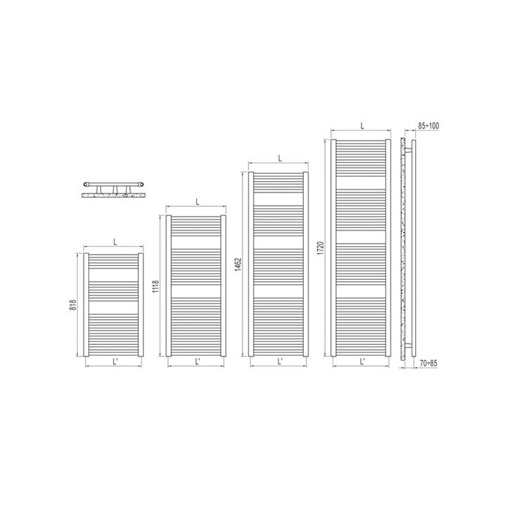 Irsap towel warmer 146.2x48 cm Ares EIL048B01 - Rubinetteria.com