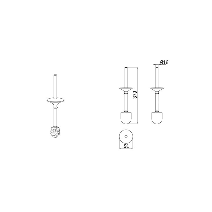 Inda asta completa in ottone cromato con scovolo per pi serie RV014A003